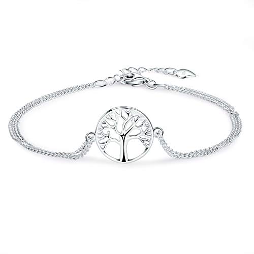 AmDxD Bracelets Argent Femme 925 Bracelet Arbre de la Vie Cadeau de Noel Maman 17.5CM