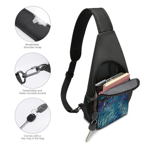 Bolso bandolera Azul con estampado para senderismo miniatura 4