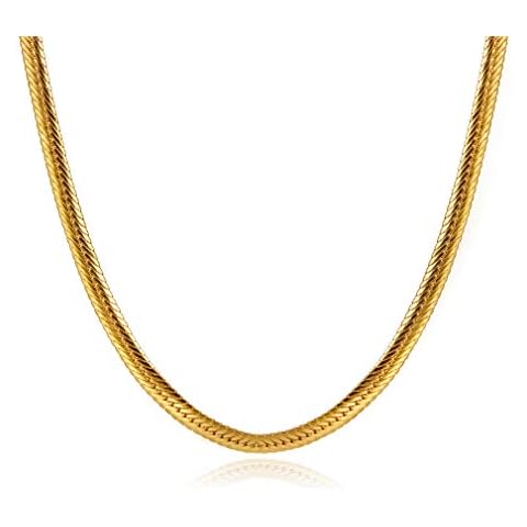 ACC PLANET 14K Gold Flat Chain Necklaces for Women Dainty Herringbone Snake Chain Cute Chokers Collar Minimalist Mother's Day Gifts Mom Gold Chain Jewelry for 16'' Cover