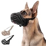 KnJuLee Dog Muzzle, Silicone Dog Muzzle, Durable, Breathable, Anti Bite, Anti Barking, Allow for Drinking Water, Adjustable Strap, Suitable for Small to Large Dogs (Black, L)