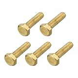METALLIXITY Hex Head Screw Bolt (1/4-20x1) 5Pcs, Brass Fully Threaded Solid Brass Hex Bolts Machine Screws - for Machinery Repair