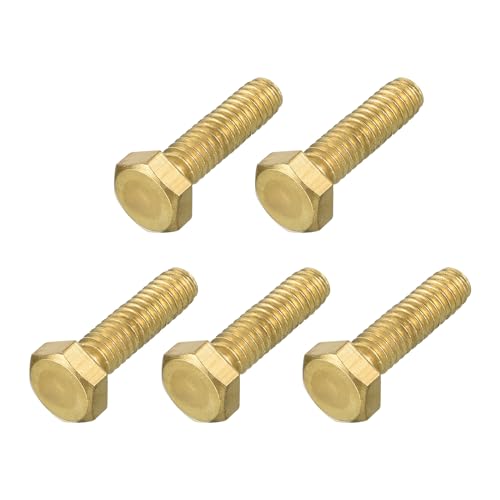 Image of METALLIXITY Hex Head Screw Bolt (1 /4-20x1) 5Pcs, Brass Fully Threaded Solid Brass Hex Bolts Machine Screws - for Machinery Repair