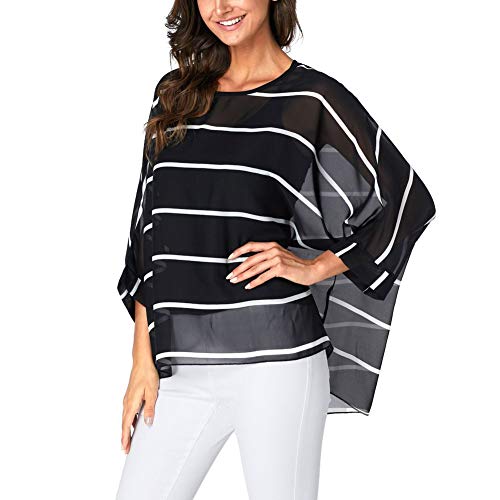Image of Ckikiou Plus Size Batwing Flowy Semi Sheer Chiffon Blouse Tunic for Women Summer Floral Print Boho Beach Cover ups