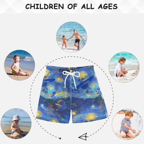 visesunny Summer Boy's Beach Shorts Vangogh Star UFO Quick Dry Swim Trunks Baby Boy Bathing Suit4