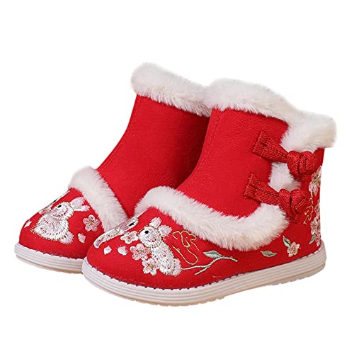 Big Girl Size 6 Boots Gilrs Cloth Shoes Rubber Sole Warm Winter Snow Boots Embroidery Print Cotton Boots3