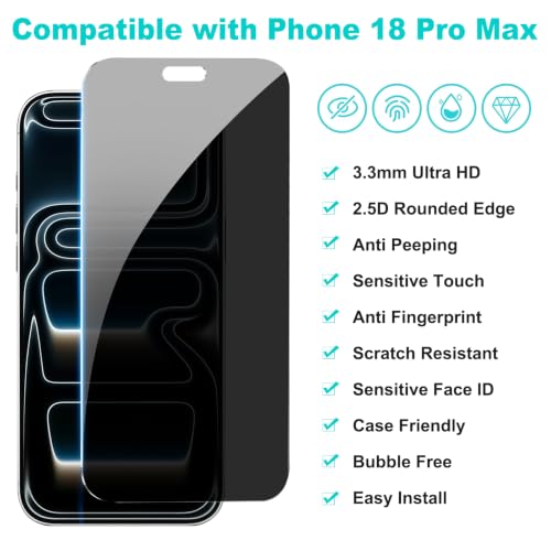 Image of PEHAEL for Phone 18 Pro Max Privacy Screen Protector+Camera Lens Protector