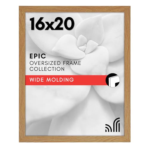 Americanflat 16x20 Picture Frame with Polished Plexiglass - Wide Picture Frames Made of Engineered Wood for Vertical or Horizontal Wall Display - Epic Collection - Dark Oak