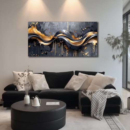 Image of AOZEMI Abstract Wall Art Black Canvas Art for Bedroom