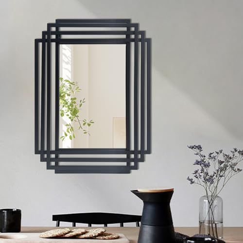 DAOYIJIAJU Rectangle Vanity Mirror, 24"x18" Geometric Art Wall Mirrors with