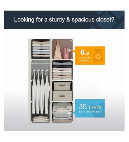 Image of Sunderlook Plastic Wardrobe for Kids Clothes - Professional Collapsible Wardrobe, Easy to Use Foldable Almirah, Plastic Cupboard for Kids for Home (Coffee-Z5, 8 Door)