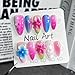 Handmade Press on Nails Medium Almond Arylice Nails - Luxury 3D Flower and Droplet Designs Gradient Fake Nails Full Cover Thick and Muti-Layer Gel False Nails for Women Nail Art Accessories（M)