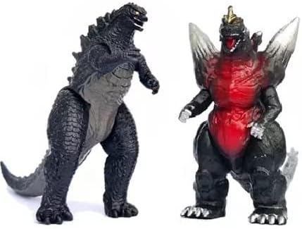 De-Lite™ Action Figures Soft Touch Vinyl Plastic Collectible Model Toys (Space Godzilla & Junior Godzilla, 2 Pieces Pack, Mini Small Size - 7cm)