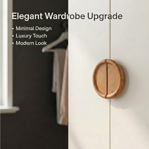 Image of Teak Wood Wooden Wardrobe Handle /Cabinet Handle /Wardrobe Door Pull Handle (8 x 4 Inch) Natural Wood Finish - Model 5023-| 3 Years Warranty |