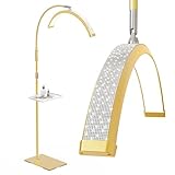 Mznoo Lash Light, 23 Inch Bling Diamond Half Moon Light for Eyelash Extensions, Nail Art, Tattoo Art and Skincare, Adjustable Color Modes and Flexible, with Tool Tray (Gold)
