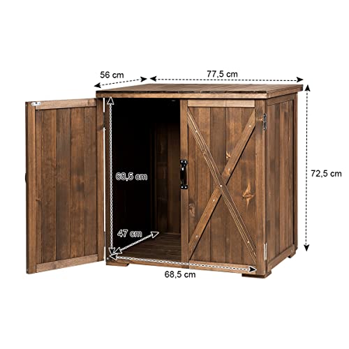 GOPLUS Gartenschrank, Geräteschuppen aus Tannenholz mit 2 Schwingtüren, Gerätehaus für den außenbereich, Holzschrank für… – Bild 8