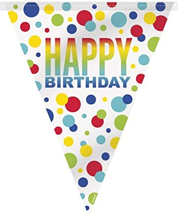 Rainbow Spots Birthday Plastic Flag Banner - 12 Ft. (1 Pc.) - Perfect for Party Celebrations, Ideal for Indoor & Outdoor Celebrations image 5