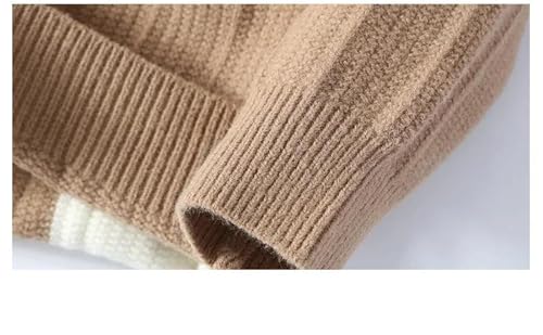 Men’S Color Block Knit Sweater Outdoor Crewneck Winter Warm Jumper Loose Fit Pullover Sweater4