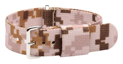 Clockwork Synergy, LLC 20mm Ballistic Ss Nylon Loop Desert Camo Interchangeable Replacement Watch Strap Band