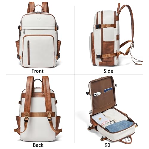 Leather Laptop Backpack, Fits 15.6" Laptop, Travel Backpack with Water Bottle Pocket and Trolley Sleeve, Perfect for Teachers, Nurses, Commuters, Everyday Use4