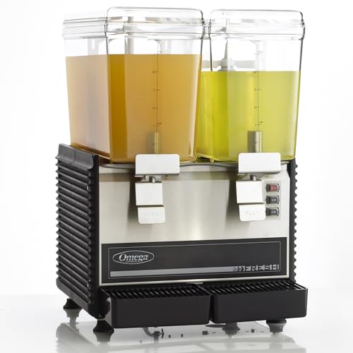 Omega Fresh Double Chamber 3-Gallon Bowl Drink Dispenser, in Black/Stainless Steel (OSD20)