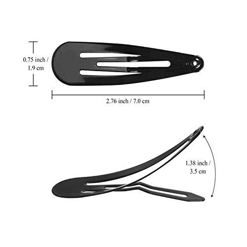 Funtopia 40 Pcs 7cm / 2.8 Inch Long No Slip Metal Hair Clips, Large Snap Barrettes for Thick Hair (Brown, Black)