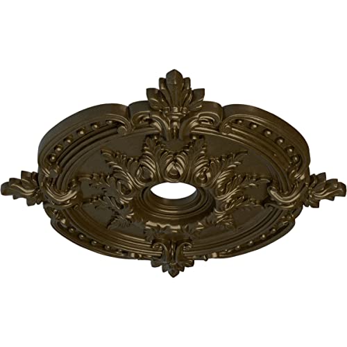 Image of Ekena Millwork CM28BEBRS 28 3 /8 inch OD x 3 3 /4 inch ID x 1 5 /8 inch P Benson Classic Ceiling Medallion Fits Canopies Up to 6 1 /2 inch, Brass