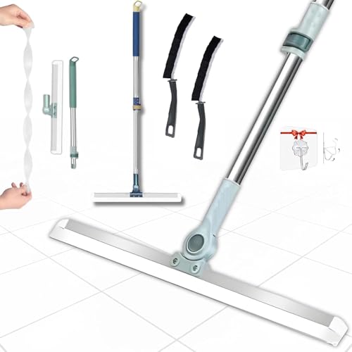 Image of Fidrox Heavy Duty Magic Broom Silicon Floor Wiper Combo with || Free Wall Hooks & Gap Cleaning Brush || 180 Degree Cleaning Squeegee for Bathroom and Kitchen, Stainless Extendable Handle Pack of 2