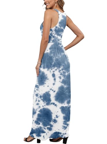 Image of EUOVMY Women's Sleeveless Dress Casual Plain Loose Summer Long Maxi Dresses with Pockets