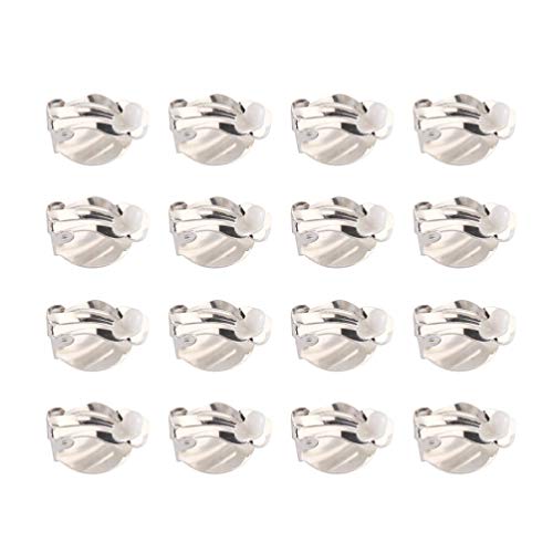 EXCEART 20Pcs Plateau Arrière Plat Clips de Boucle d'oreille Clip sur Boucle d'oreille Convertisseur Conclusions Pad Base pour Oreilles Non Percées Composants de Bijoux 10Mm Argent