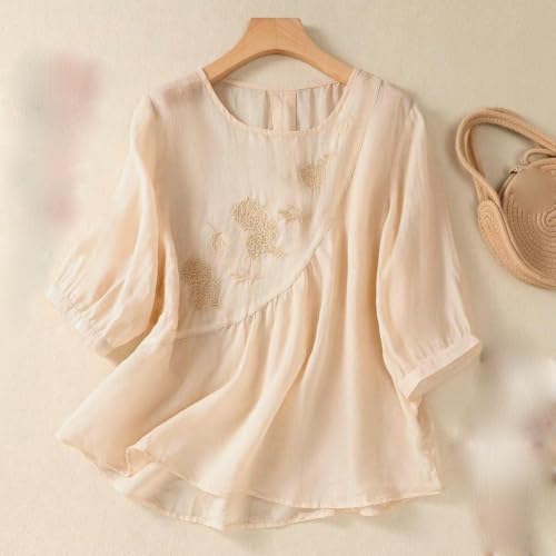 Pull d'été en coton et lin uni col rond idéal pour vos vacances - 7