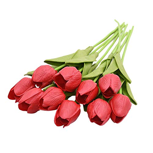 JINGER Art decoration 10PCS Tulip Artificial Flower Real Touch Artificial Bouquet Fake Flower for Wedding Decoration Flowers Home Decor Artificial Flower (Color : G)