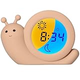 Alecto BC110BE Simon - Wecker Kinder, Kinderwecker, Schlaftrainer Kinder, Kinderwecker Jungen Mädchen, Wecker Kinder - Nachtlicht - Taupe