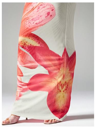 Floerns Women's Summer Floral Skirt Low Waist Fishtail Hem Beach Maxi Skirts2