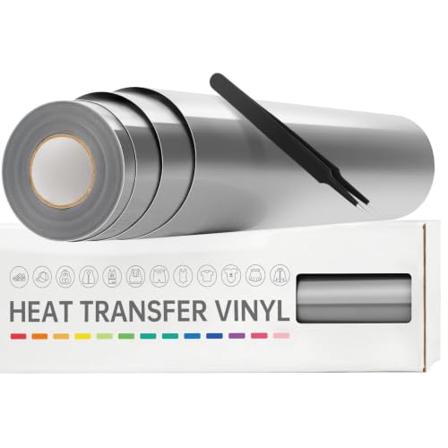 Image of VinylRus HTV Heat Transfer Vinyl Roll, Silver, 12 inch x 25FT