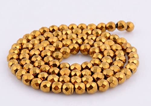 Perles hématite dorée 6mm round ball loose gemstone beads pour collier DIY