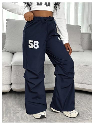 Floerns Girl's Parachute Pants Number Elastic Waist Street Wide Leg Baggy Pants2