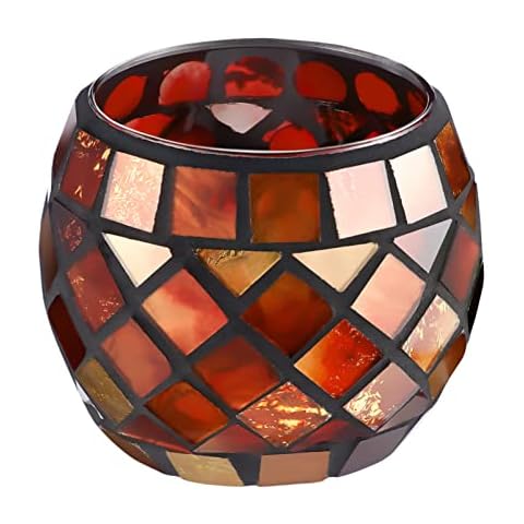OSALADI Red Mosaic Glass Candle Holder Cover