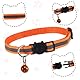 FIHODONE Katzengeschirr mit Katzenleine Katzenhalsband,Katzengeschirr mit Leine Ausbruchsicher,Cat Harness Verstellbar,Katzenleine mit Geschirr für Katzen Orange mit Reflexstreifen (M, Orange)