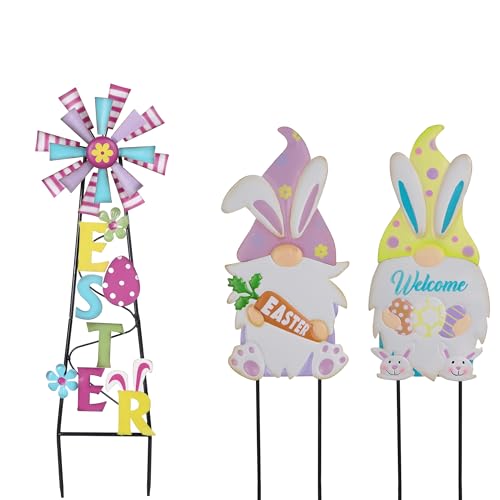 TERESA'S COLLECTIONS Easter Decor for Outdoor, Wind Spinner with Metal