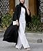 MedeShe Fashion Muslim Kimono Abaya Cardi Robe Striped Ethnic Cardigan Middle Eastern Kaftan With Pockets (Black, One Size)