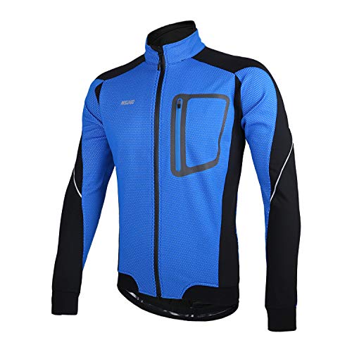 ARSUXEO Winter Thermal Fleece Cycling Jacket Windproof 14D Blue Size XX-Large