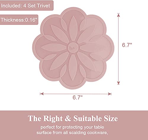 Image of Silicone Trivets Mats, Silicone Hot Mats Set, Silicone Hot Pads, Silicone Pot Mat for Countertop, Trivet Pads Heat Resistant, Table Placemats (Pack of 4 Brown)