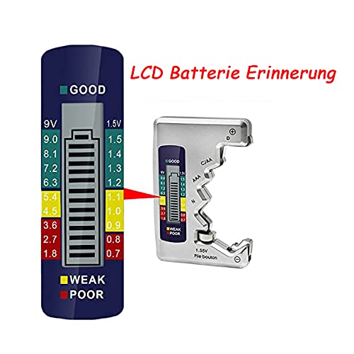 Mesee Digitaler Batterietester, Battery Checker, Batteriemessgerät, LCD Display Digital Checker, Universal Batterieprüfer Volt Prüfgerät für AA, AAA, C, D, N, 9V Knopfzellen Kleine Mini-Batterien