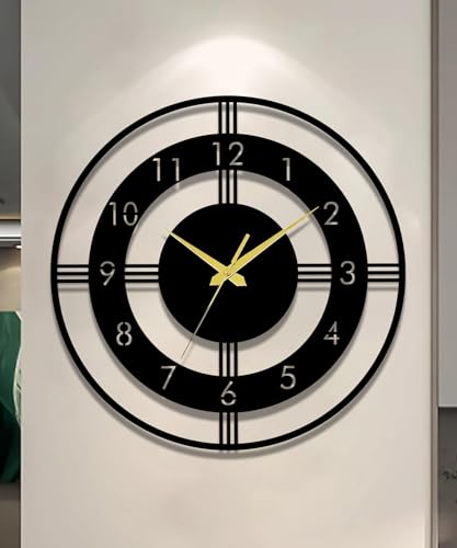 Image of Auromin Luxury Decorative Metal Wall Clock for Bedroom | Designer Big Size Wall Watches for Living Room, Dinning Room, Kitchen, Office | Aesthetic Unique WallClocks for Decoration