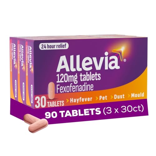 Image of Allevia 120mg Allergy Relief Tablets | 90 cts (3 Packs of 30 cts) | 120mg Fexofenadine | 24hr Relief Acts Within 1 Hour | Non-drowsy in Most People | Relieves Hayfever, Pet, Dust and Mould Allergies