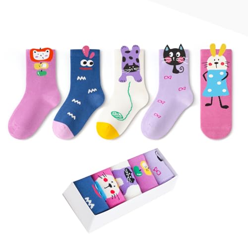 HUMAN FEELINGS Kids Girls Cotton Cute Socks Low Cut Crew Ankle No Toe Seam Pack of 5
