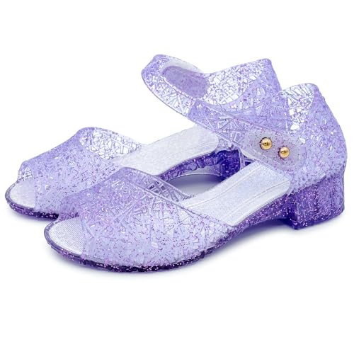 Image of techcity Princess Girls Sandals Dress Up Dance Party Cosplay Jelly Shoes for Kids Toddler Mary Janes