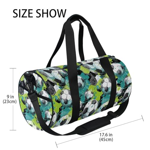 Football Sports Duffel Bag Full Print Durable Barrel Gym Bag with Large Capacity, Adjustable Strap and Side Zippered Pocket for Fitness Sports Training and Travel4