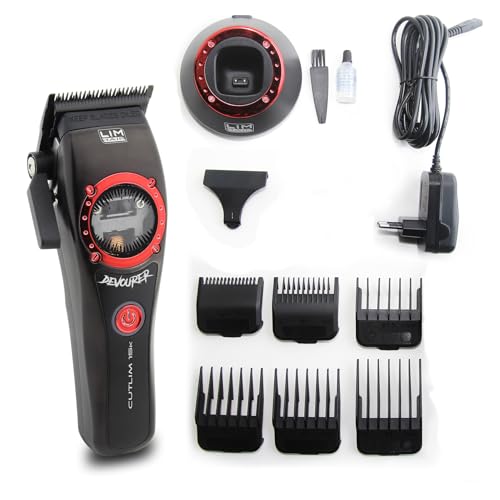 Macchina per il taglio dei capelli LIM HAIR CUTLIM 15k DEVOURER per professionisti qualificati. Capelli, barba e corpo. Motore VECTOR fino a 15.000 giri/min, batteria al litio, 5 altezze taglio, 6
