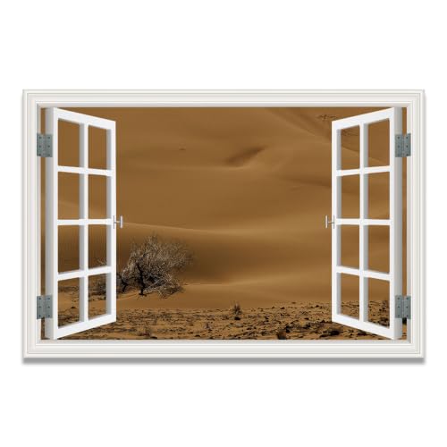 Cuadro lienzo efecto ventana para decorar un salón con vistas al lago de 20x30cm
